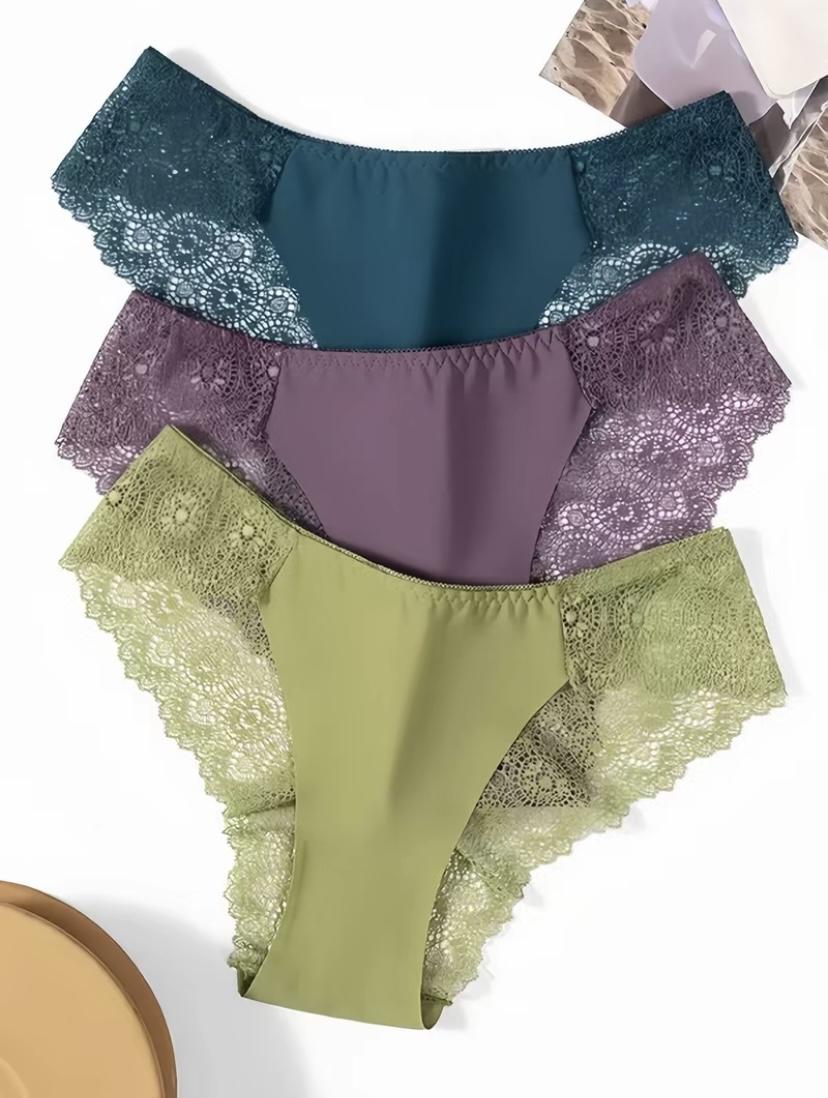 Women's Contrast Lace Panty, Lady Tight Fit SoftElegance Comfy Basic Breathable Knicker for DailyWear, Underwear for Al Seasons, WomenswearCasual Comfy Panties,Breathable Underpants  Seamless High Waist G-String Thongs innersy woman