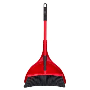 Da Vinci Curved Angle Broom & Dustpan Combo Pack - Heavy Duty Wide Broom for Indoor/Outdoor Sweeping, Steel Telescopic Handle, Durable PVC Bristles, Ideal for Pet Hair, Dust, Kitchen & Rough Surfaces - Cleaning, Lightweight