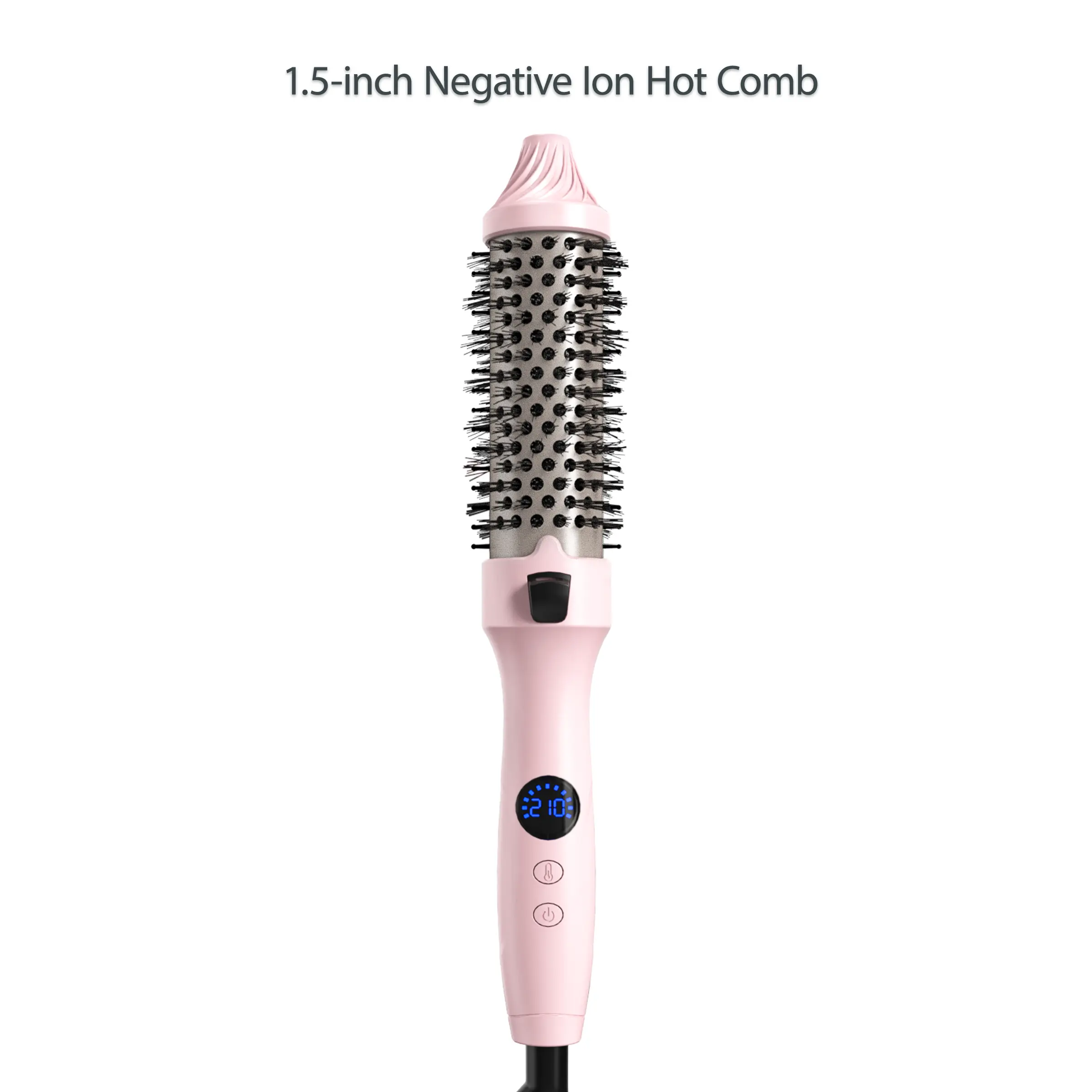 1.5-Inch Ionic Heated Thermal Hair Straightener Brush - Negative Ions Straightener, 11 Adjustable Heat Settings (110°C–210°C), Fast Styling for All Hair Types, Bouncy Curls & Volume, Pink Beauty Product, Easy Curls, Silky Straight Hair