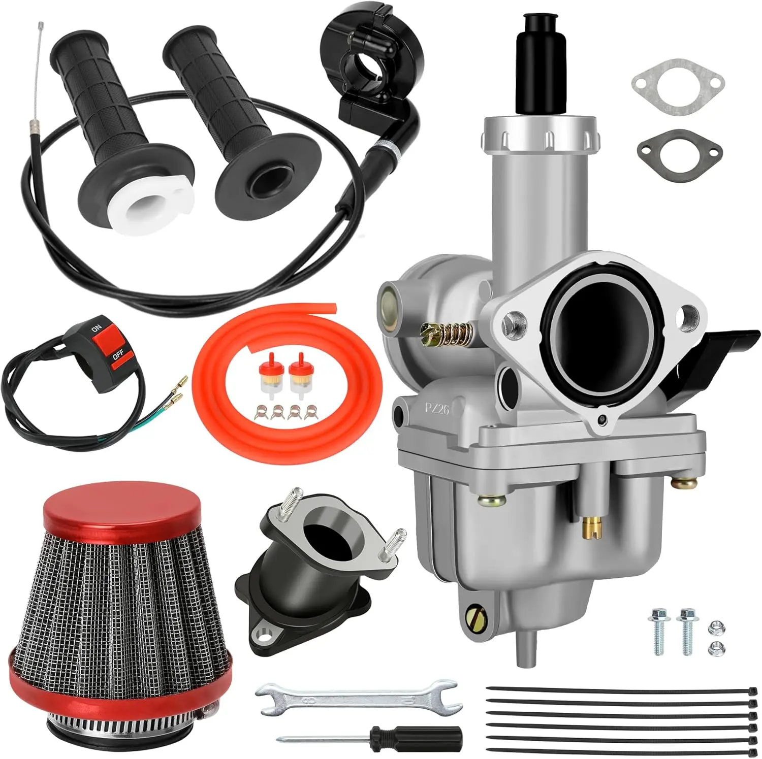 PZ26 26mm Carburetor Dirt Bike Carb Kit Replacement for CG 125cc 150cc 250cc XR100 CRF100 Lifan Coolsort Buyang Sunl 4 Stroke Engine ATV Quad Pit Bike Go Kart Parts, Engine Repair, Fuel Control