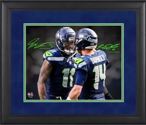 Sam Darnold and Jaxon Smith-Njigba Seattle Seahawks Framed 11" x 14" Spotlight Photograph - Facsimile Signature