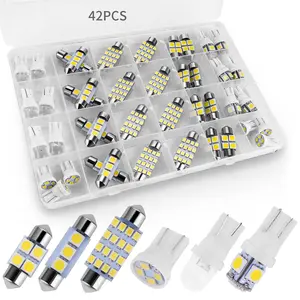 42 Pieces Interior Car Lights, Super Bright White LED Dome Map Cab Tail Light Bulb Kit Set, DE3175 T10 31mm 41mm 194 LED Bulbs for Truck Width Lamps (White)