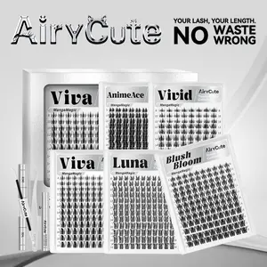 AiryCute Manga Trendy Collection | Upgrade U Lashes with Ultra-Dense, Waterproof, Long-Lasting Lashes | Fashion Wet Look | Beginner-Friendly DIY Lashes for a Flawless Voluminous Look | Trendy & Must-Have Clusters