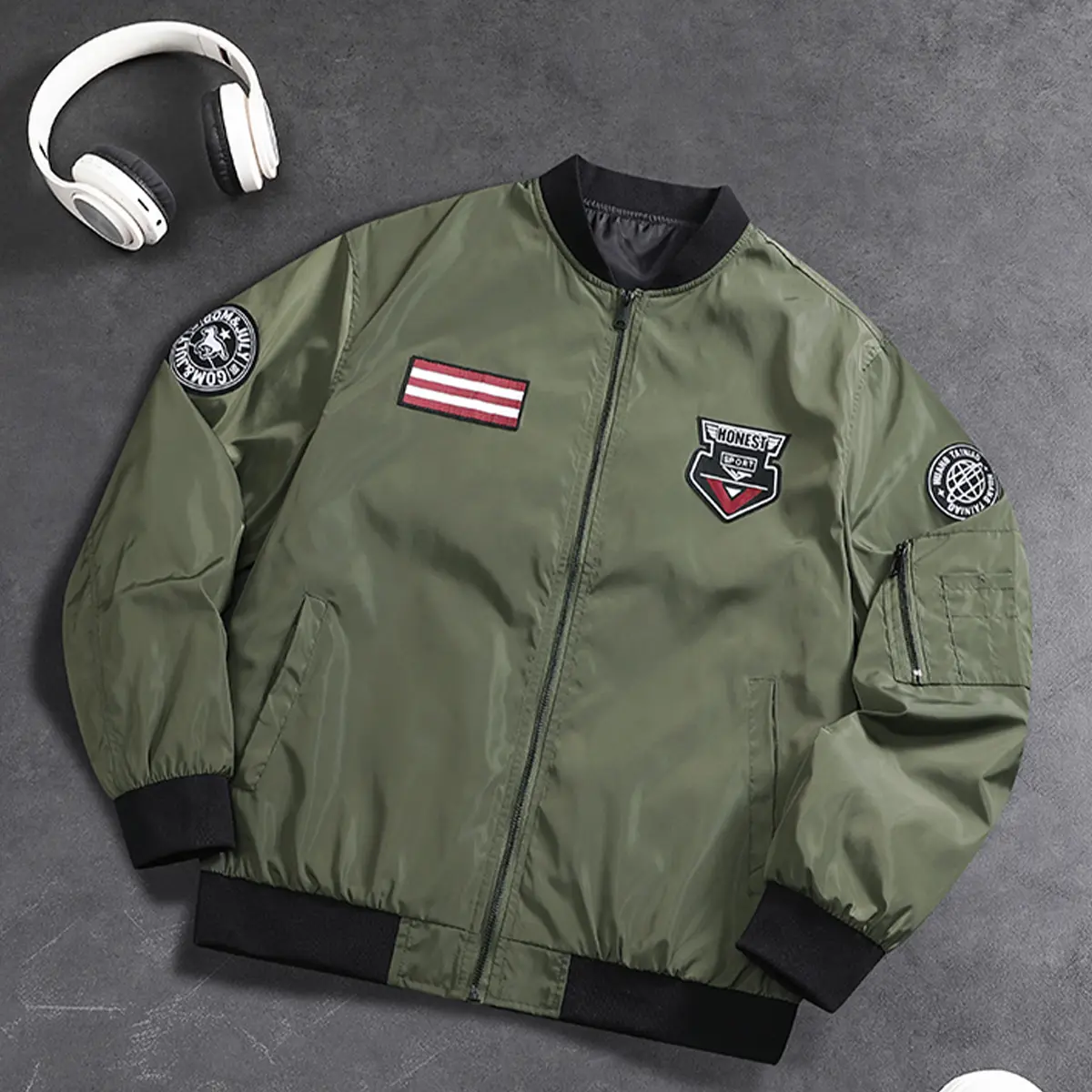 Men's Spring/Autumn New Workwear Baseball Jacket with Embroidered Label