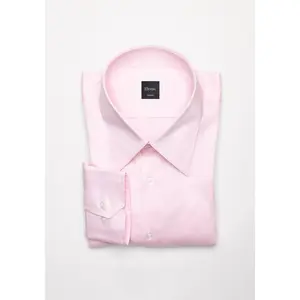 Egyptian Pink Twill Stretch Shirt - Classic Straight Collar