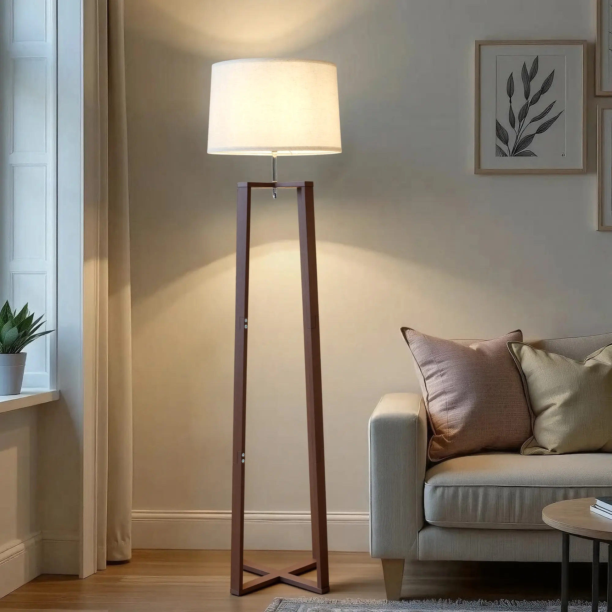 Booniture Minimalist Floor Lamp - Open Bamboo Frame, X-Shaped Sturdy Tip-Resistant Base, Ft Switch, Minimalist Design, Aesthetic Home Decor, Bedroom Decor, Indoor Lighting for Living Rooms, Home Offices, WeeklyDeals backtoschoolshopping