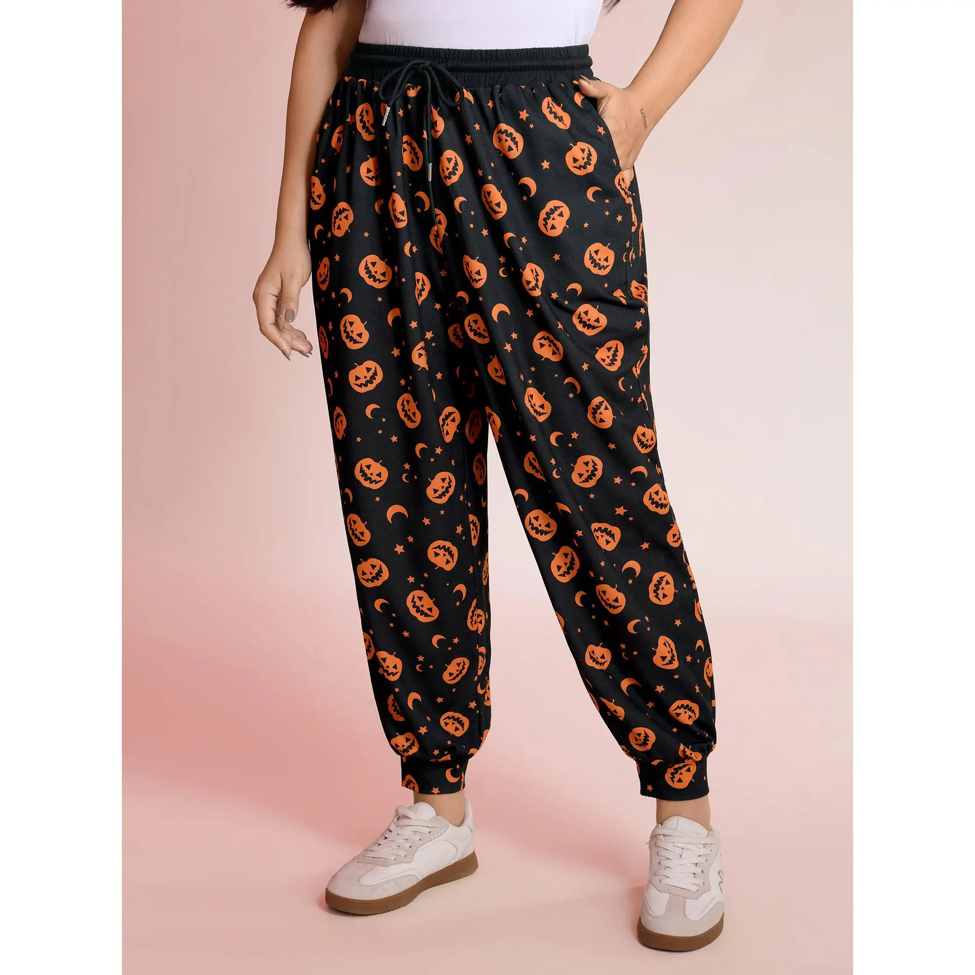 BloomChic Women's Plus Size Supersoft Casual Athletic Joggers with a Mid-Rise Drawstring Waist and Pockets, Do Not Tumble Dry, Black Joggers, Jogger Pants Women