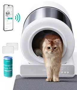 UAHPET Stainless Steel Self-Cleaning Automatic Litter Box, Easy-to-Clean Automatic Cat Litter Box with APP Control, Odor-Free Waste Disposal Includes Trash Bags