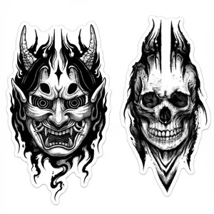 2-Week Herbal Hand Tattoo - Natural Plant-Based Skull Sticker, Hypoallergenic & Latex-Free, Realistic Skeleton Design for Back of Hand, Sweatproof