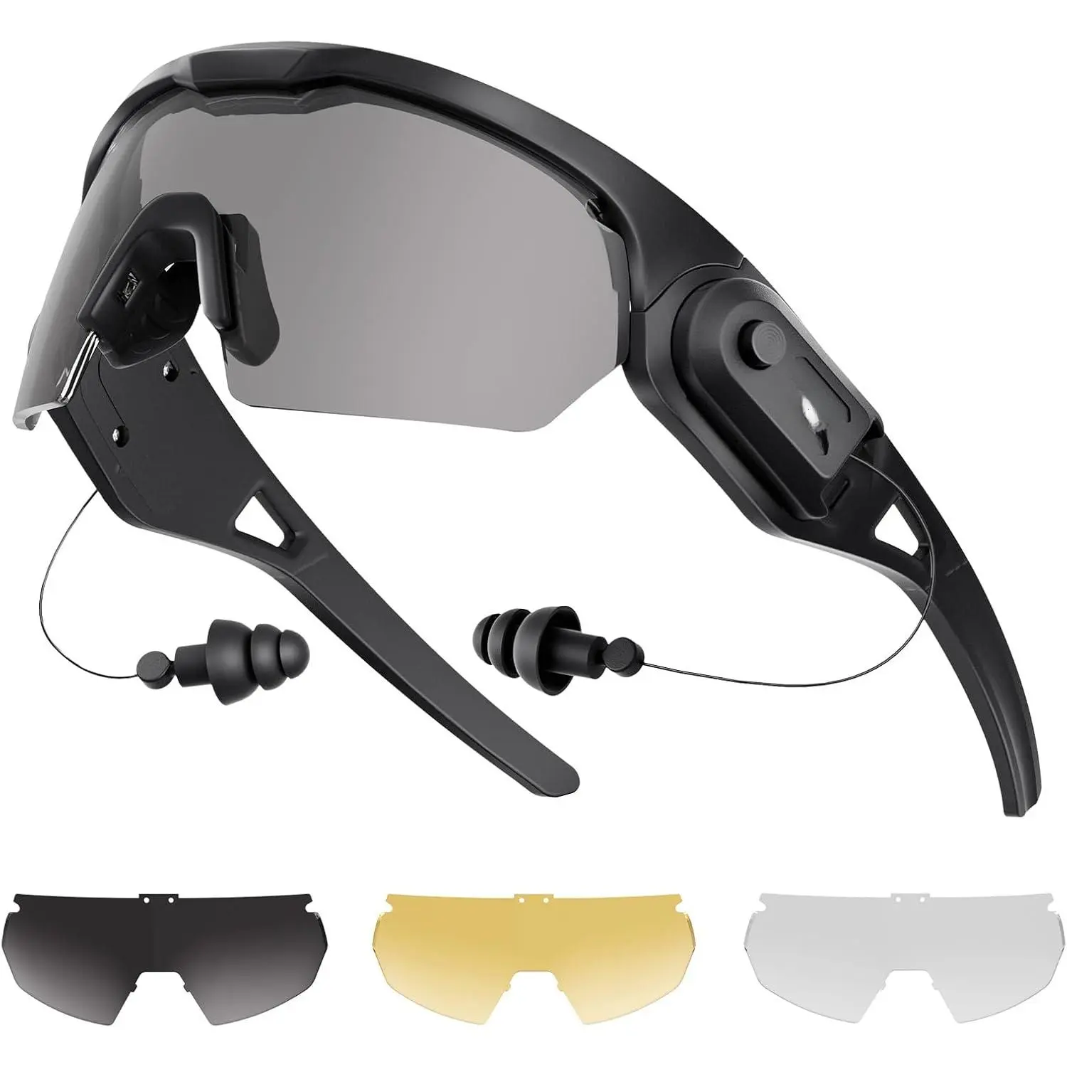 ANSI Z87.1+ Shooting Safety Glasses with Detachable NRR 32dB Earplugs - Safety Gear for Shooters, Construction & Smoke Ear Protection, 100% Uv Protection