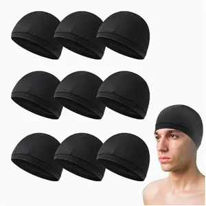 9pcs Sports Knit Skull Cap Beanie, 100% Polyester, Sweat Wicking Helmet Liner, Breathable Moisture Management, for Cycling, Motorcycle Riding, Skiing, Running