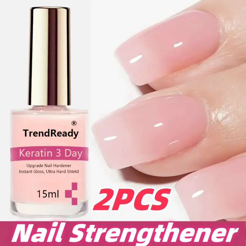 2pcs Nail Hardener Suitable for Weak Nails - Fast Dry Keratin with Vitamin E, 4-in-1 Natural Nail Strengthener for Instant Smoothing, Protein Hardener for Manicure & Pedicure, for Weak, Brittle, Soft, Thin Nails Care Products
