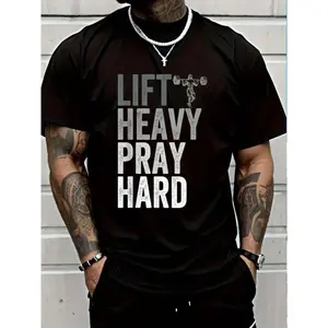 Lift Heavy Pray Hard Gym Jesus Christian Faith Men T-ShirtFashion Printing TshirtFashion Printing Tshirt Men Graphic Tee Menswear TopFashion 	 Unisex T-shirts M-5XL