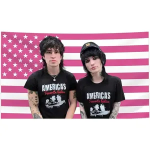 Tapestry Johnny Flag  Jake Funny Tapestry withGrommets Johnnie and Jake Pink American Falg for Bar Bedroom College Drm Room Girl Room Yard Garden Decor Gift Wall Decoration Curtain Decorative