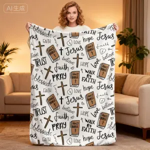 Super Soft Christian Bible Jesus Throw Blanket Premium Fleece Lightweight Cozy Warm Blankets for Bedroom & Living Room Decoration