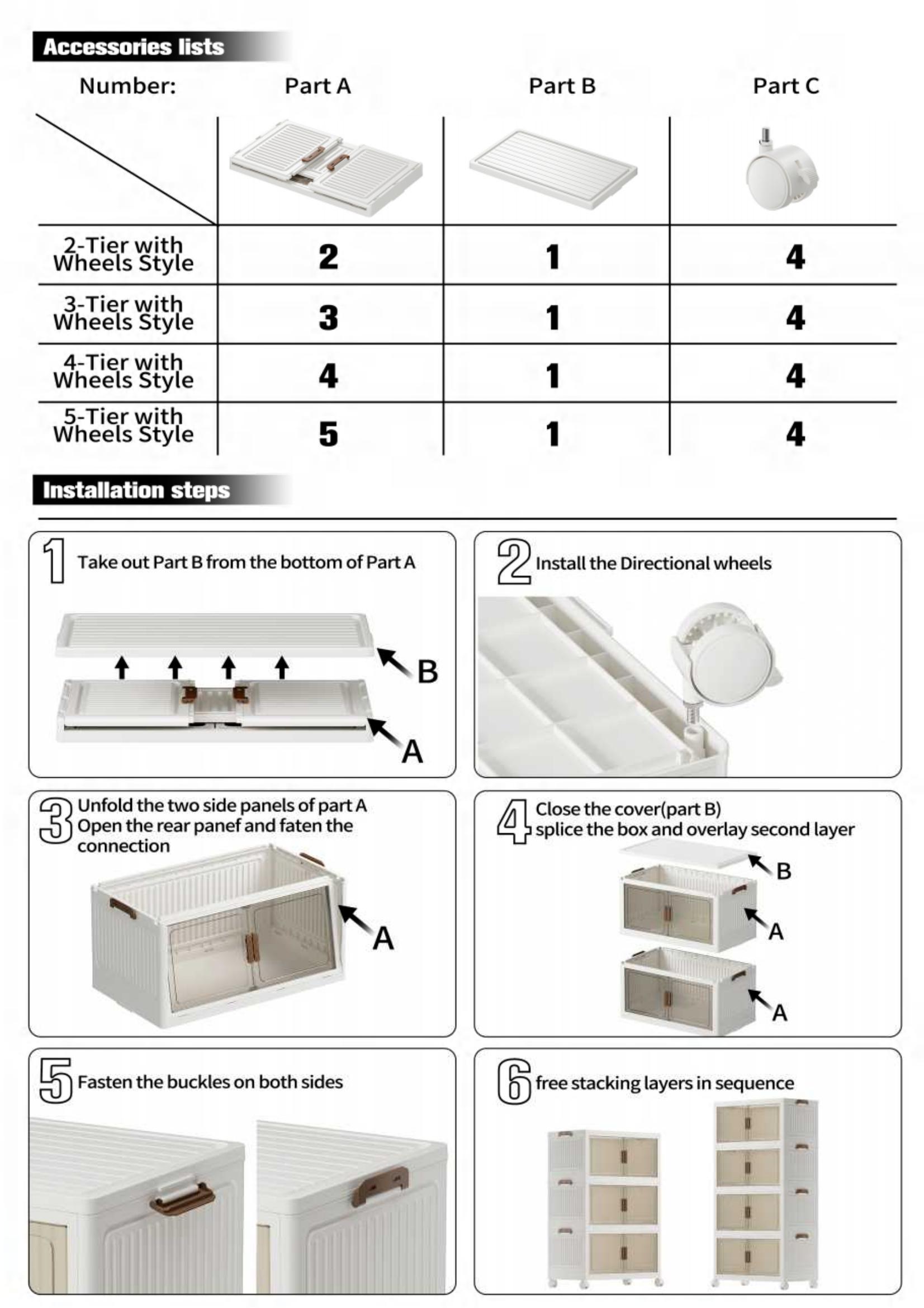 Large capacity foldable Locker with wheels and transparent door - Portable plastic storage case with multiple compartments, space saving design for toys, clothing, office and dorm supplies, cabinet storage.