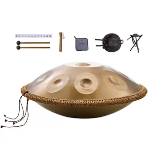 Handpan Drum, 22 in & 9 Notes, D Minor Hand Drum, Hand Pan Drum Instrument with Mallets, 440Hz Handpan Stand & Carry Bag, Steel Healing Sound Drum, Percussion Instruments for Adults Beginners