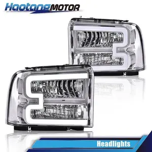 CROSSDESIGN LED DRL Clear Corner Headlights Lamps Fit For 2005-07 Ford F250 F350 Super Duty