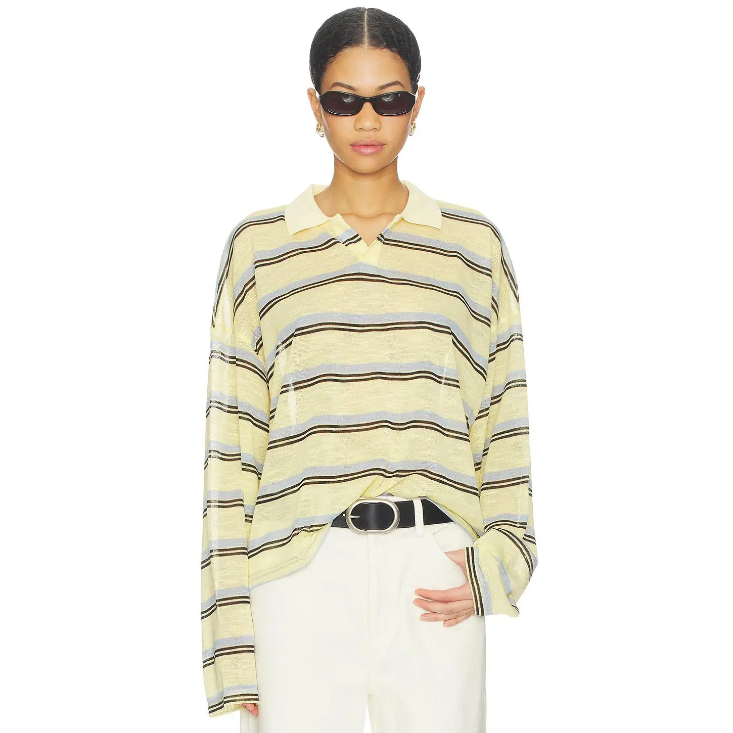 LIONESS Rebels Jersey Top in Honey Stripe