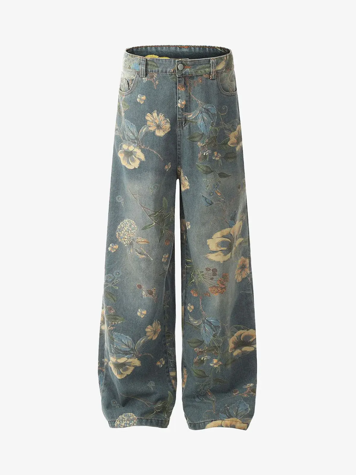 Thesupermade Denim Floral Print Carpenter Jeans - 2237
