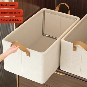 Sturdy Fabric Storage Bins with Metal Frame, Large Handle-Equipped Organizer Baskets, Durable Shelf & Closet Containers for Home Organization