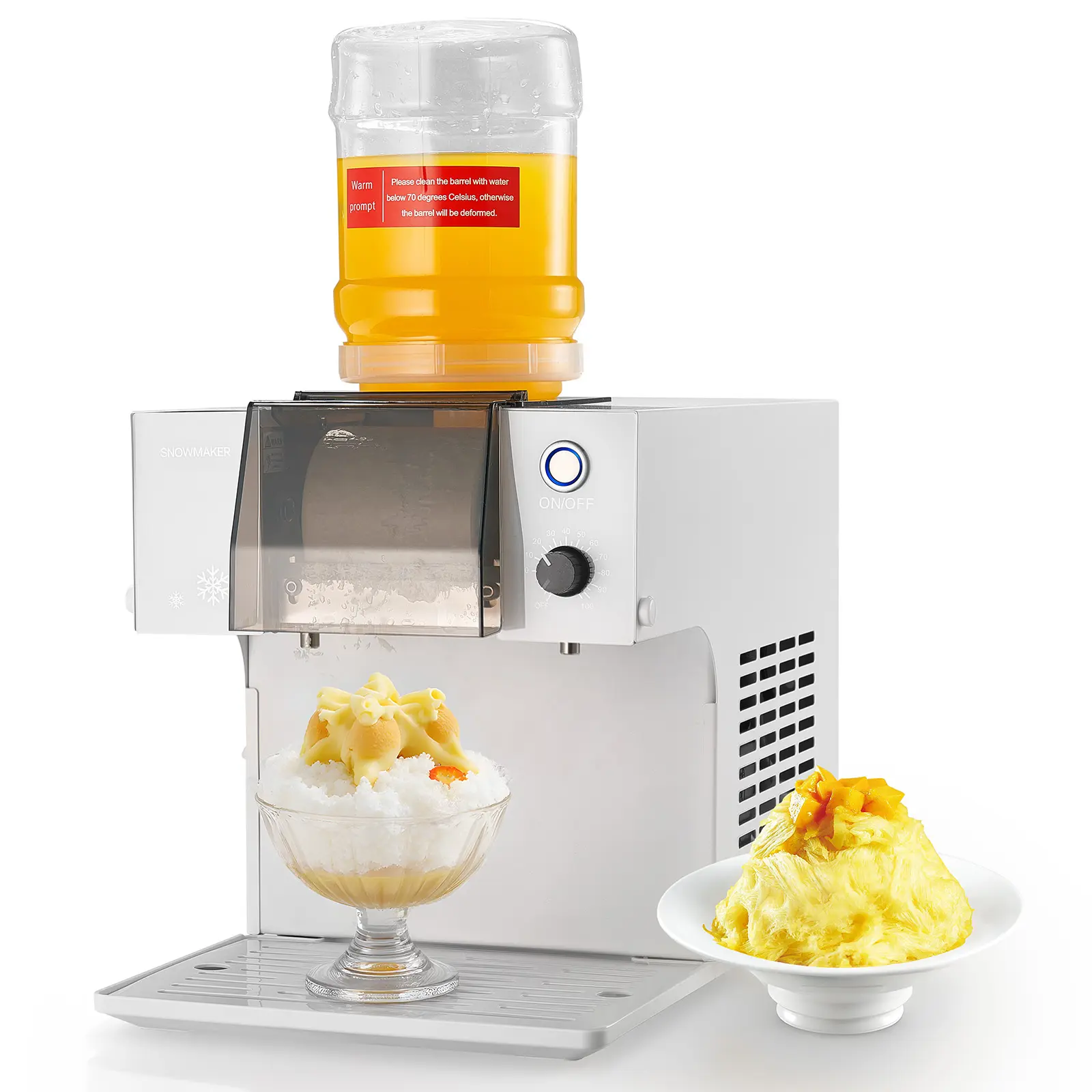 Snowflake ice maker, ice shaver with stainless steel blades, electric snow cone, 90-second rapid pre-cooling, suitable for home and small parties
