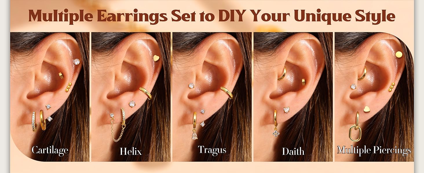 MILACOLATO Hypoallergenic Flat Back Earrings for Women Men, 14K Plated Gold Cartilage Earrings Set for Multiple Piercing, Surgical Stainless Steel Small Hoop Flatback Stud Earrings Stacks Screwback for Sensitive Ears MILACOLATO Hypoallergenic Flat Back Earrings for Women Men, 14K Plated Gold Cartilage Earrings Set for Multiple Piercing, Surgical Stainless Steel Small Hoop Flatback Stud Earrings Stacks Screwback for Sensitive Ears