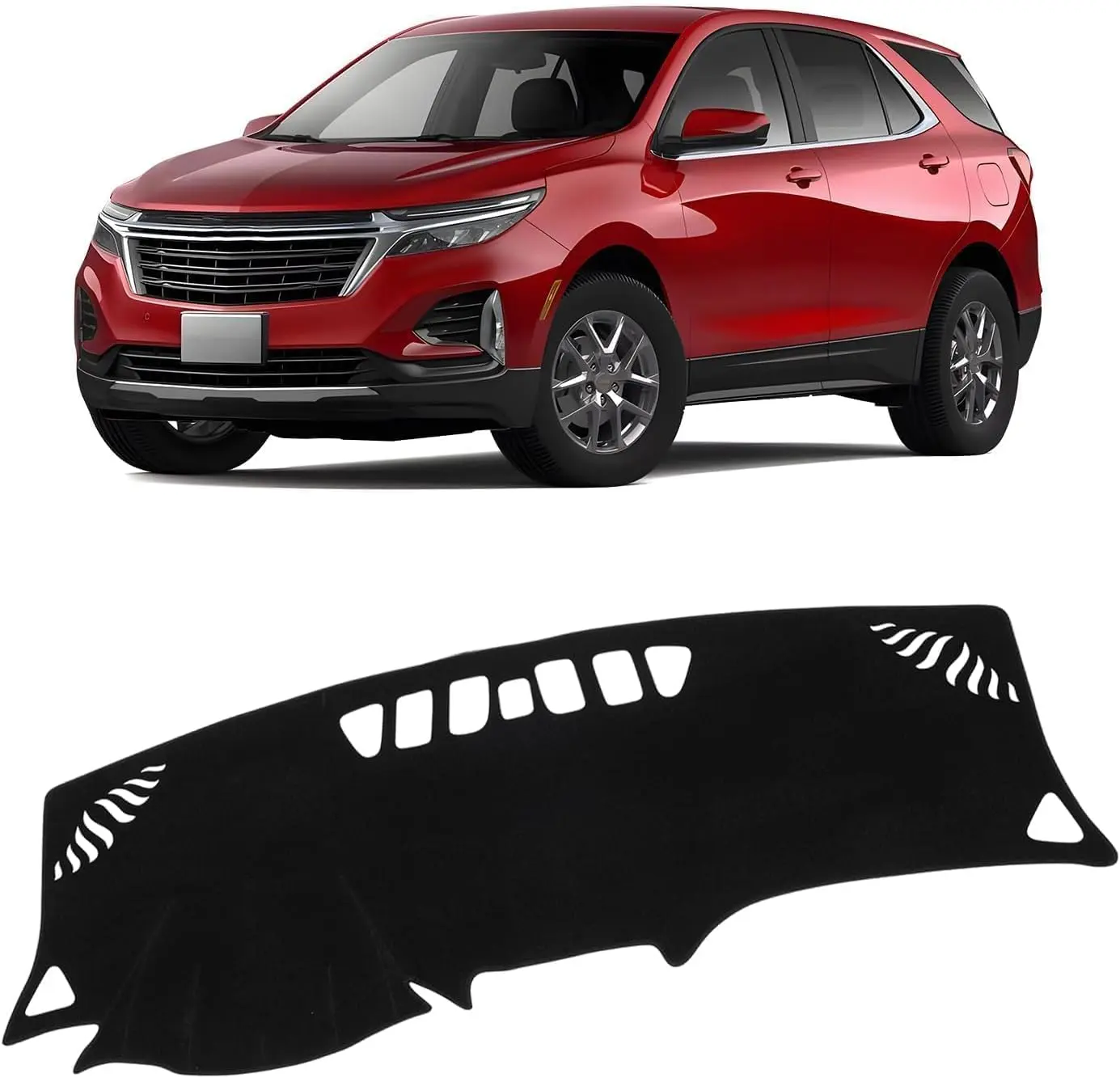 KUST Black Dash Cover for 2018-2023 2024 Chevrolet Equinox (Without HUD) (L, LS, LT, Premier) Non-Slip Dashboard Cover Polyester Dashboard Cover Accessories for Equinox Custom Fit Dash Mat No Glare