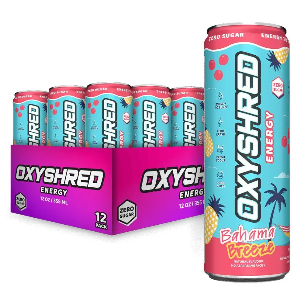 EHPlabs OxyShred Energy Drink | Ready-to-Drink RTD | On-The-Go Energy & Focus Support | Daily Performance Routine | Zero Sugar | Better For You Energy Drink | 12 Pack