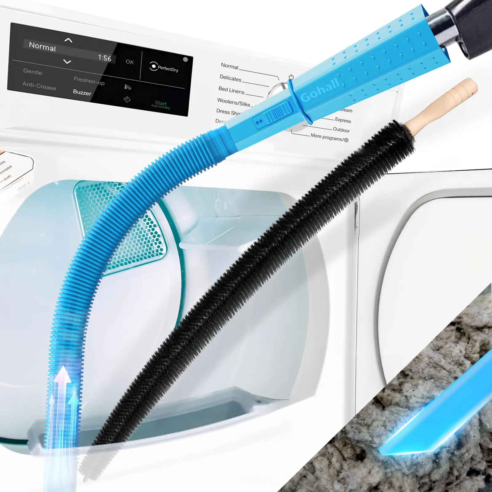 Dryer Vent Cleaner Kit 2 Pieces Vacuum Hose Attachment Lint Brush Universal Quick Lint Remover Deep Cleaning Improve Dryer Efficiency Lower Electric Bills fathersdaygift