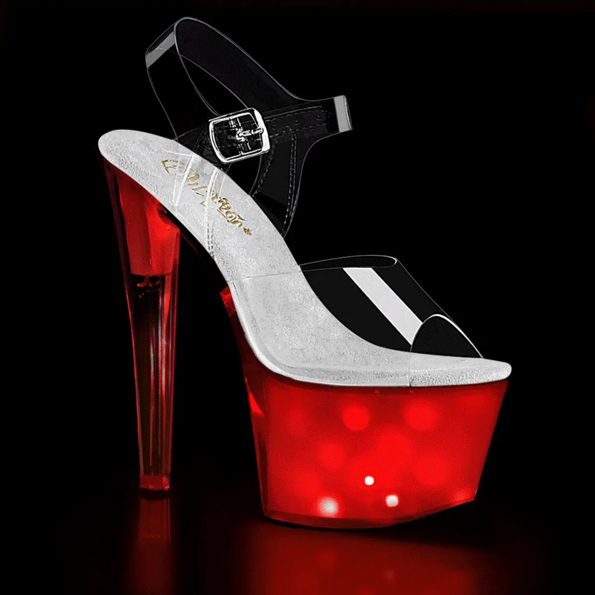 Women's Light-Up Platform Heels with Adjustable Ankle Strap, 7-Inch Heel and 2 3/4-Inch Platform, USB Chargeable LED Disco Lights