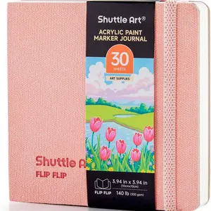 Acrylic Paint Markers & FlipFun Sketchbook, ASMR Assorted Colors Brush Tip Acrylic Paint Pens for Rock Painting, Ceramic, Wood, Canvas, Glass, Stone, Fabric, Card Making, DIY Supplies, Watercolor Pad, FlipFunAlong