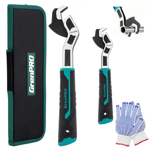 8" and 12" Self-Locking Ratcheting Pipe Wrench Set, Industrial Grade Flexible Head Adjustable Wrench, 2-Piece Combination Tool Kit for Plumbing Repair, Faucet Installation, Water Heater Maintenance