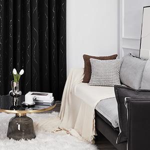 Deconovo Blackout Curtains (2 Panels) Grommet Dots Pattern for Bedroom, Living Room - Thermal Insulated Window Curtains lightblocking curtains