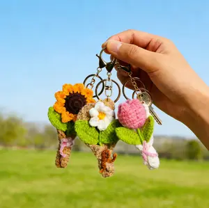 Handmade Crochet Flower Keychains | Daisy, Sunflower & Tulips Bouquet Charm | Valentine's & Mother's day Carry & Gift | Bag Accessories