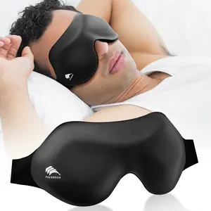 3D Contoured Sleep Mask for Lash Extensions - Zero Pressure Blackout Eye Mask for Side Sleepers (Black)