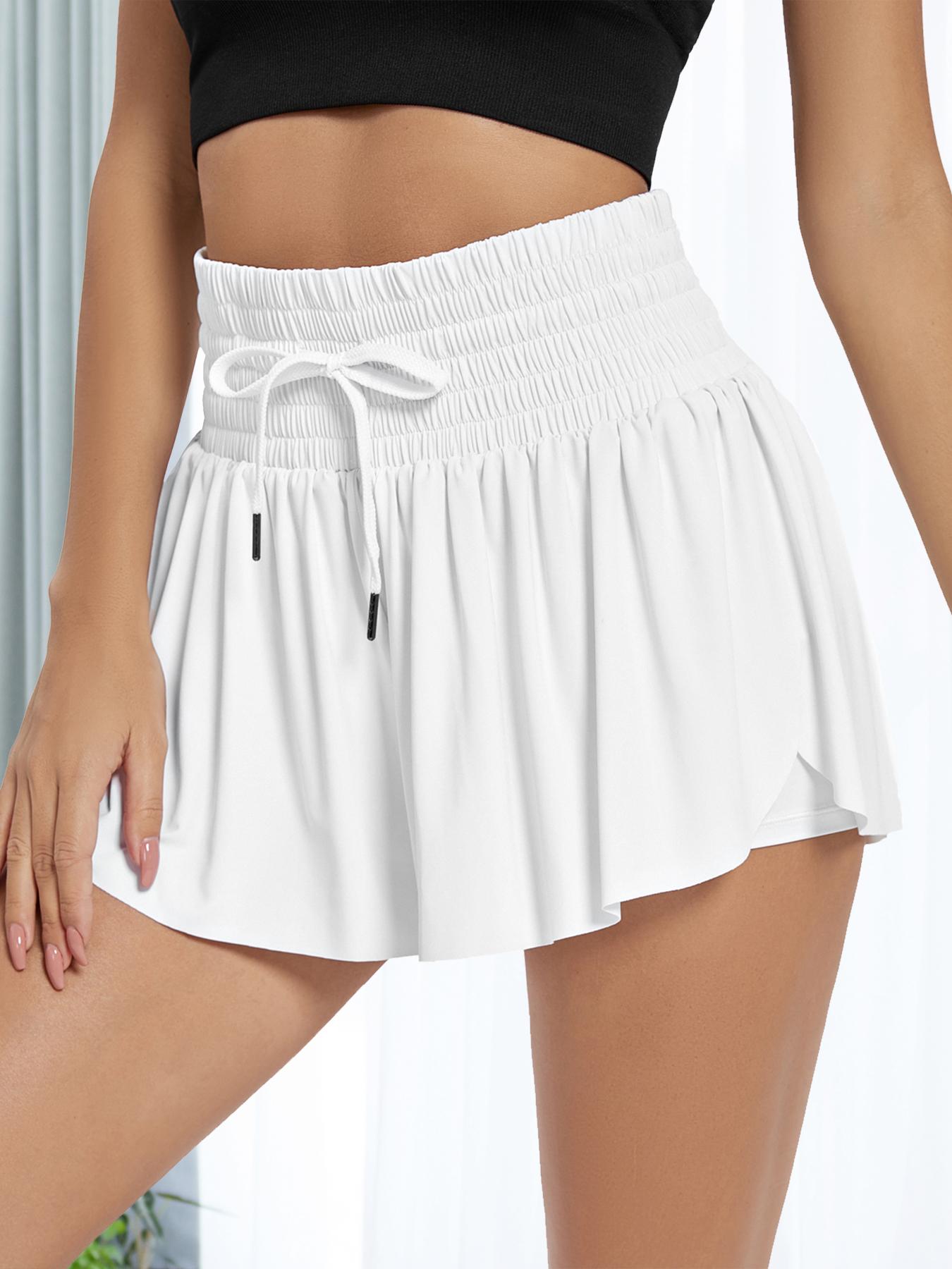 High Waisted Flowy Womens Athletic Shorts Gym Yoga Workout Running Golf Tennis Sports Active Wear Skorts Skirts With Pockets Spandex Sweat Pants Cute Lounge Clothes Casual Spring&Summer