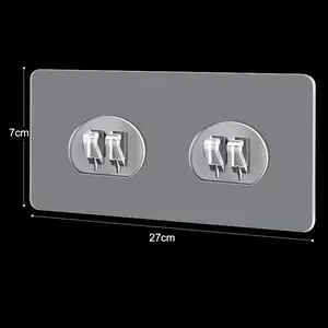 Transparent No-drill Storage Rack Hooks Strong Adhesives, for Shower Bathroom Caddies Kitchen Utensil Hook, Portable Durable Multifunctional Punch-free Wall Self Adhesive Storage Hook