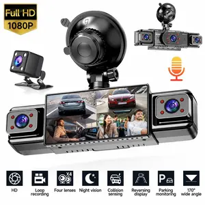 4-Channel Car DVR Dashcam,Free 64GB Memory Card Included, Plug and Play Non-Wireless Dash Cam, Night Vision, Gravity Sensor, Loop Record, Front Rear Left Right Wide-Angle Recording, Father’s Day Gift Automotive Dvr Car Dash Camera