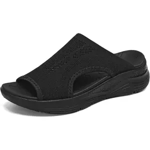 Womens Orthopedic Platform Slides Sandals with Arch Support Ladies Comfortable Walking Open Toe Plantar Fasciitis Slip On for Summer, Versatile, Fashion, Casual, Trendy, Breathable