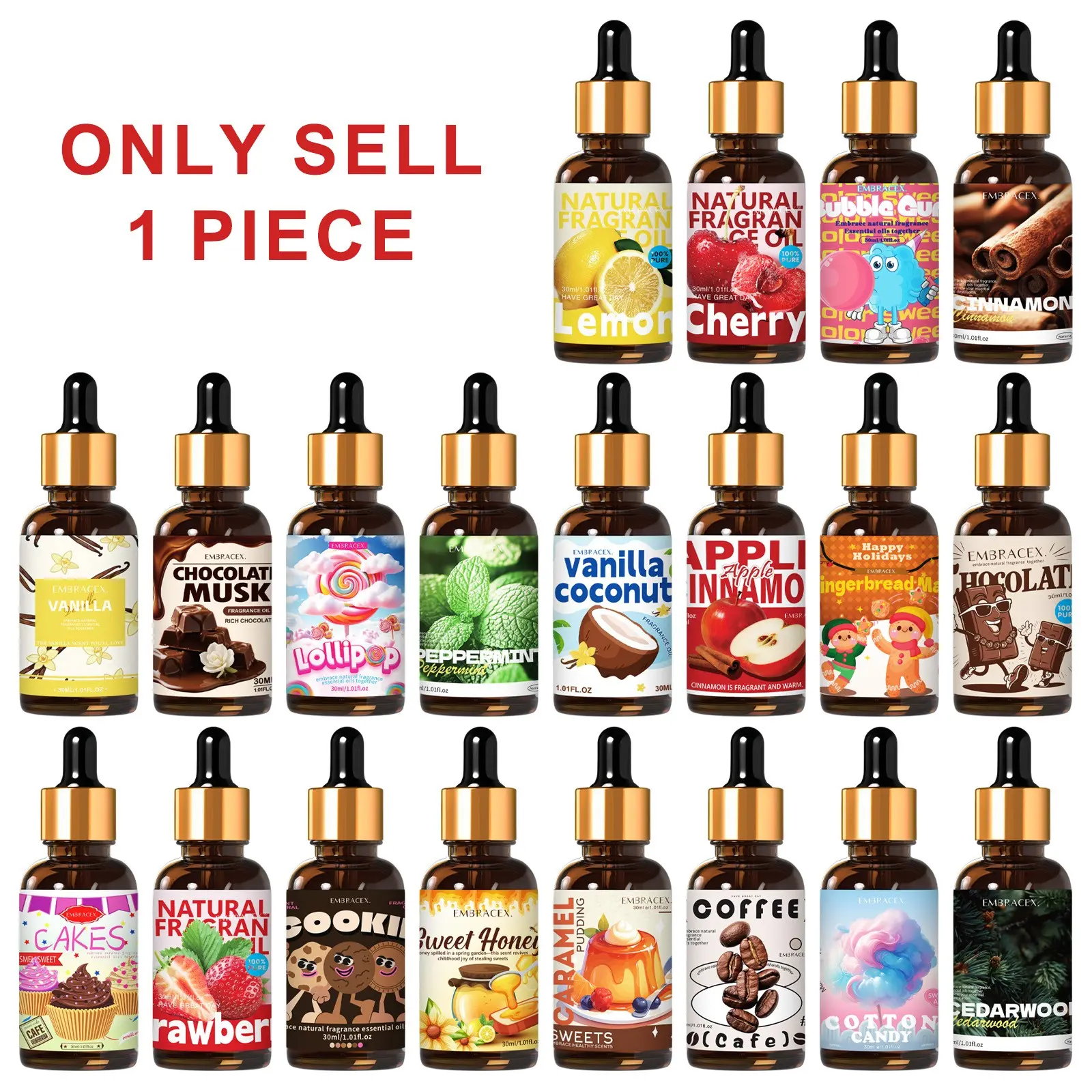 25 Types 30ml Essential Oils, Scented Diffuser Oils, Home Fragrances, Scented Fragrance Oil Aroma Perfume with Fruit, Food and Spice Scents, Aromatic Scents, for Skincare, Humidifiers, Diffusers, Car Air Fresheners, DIY Soaps and Candles, Great Gift Idea