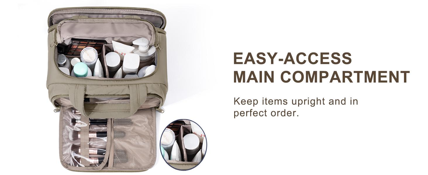 Bagstellar Wide-open Travel Bag, Lightweight Puffy Toiletry Bag for Women, Quilted Makeup Bag Organizer Water-resistant Cosmetic Bag with Handle for Toiletries, Essentials, Accessories