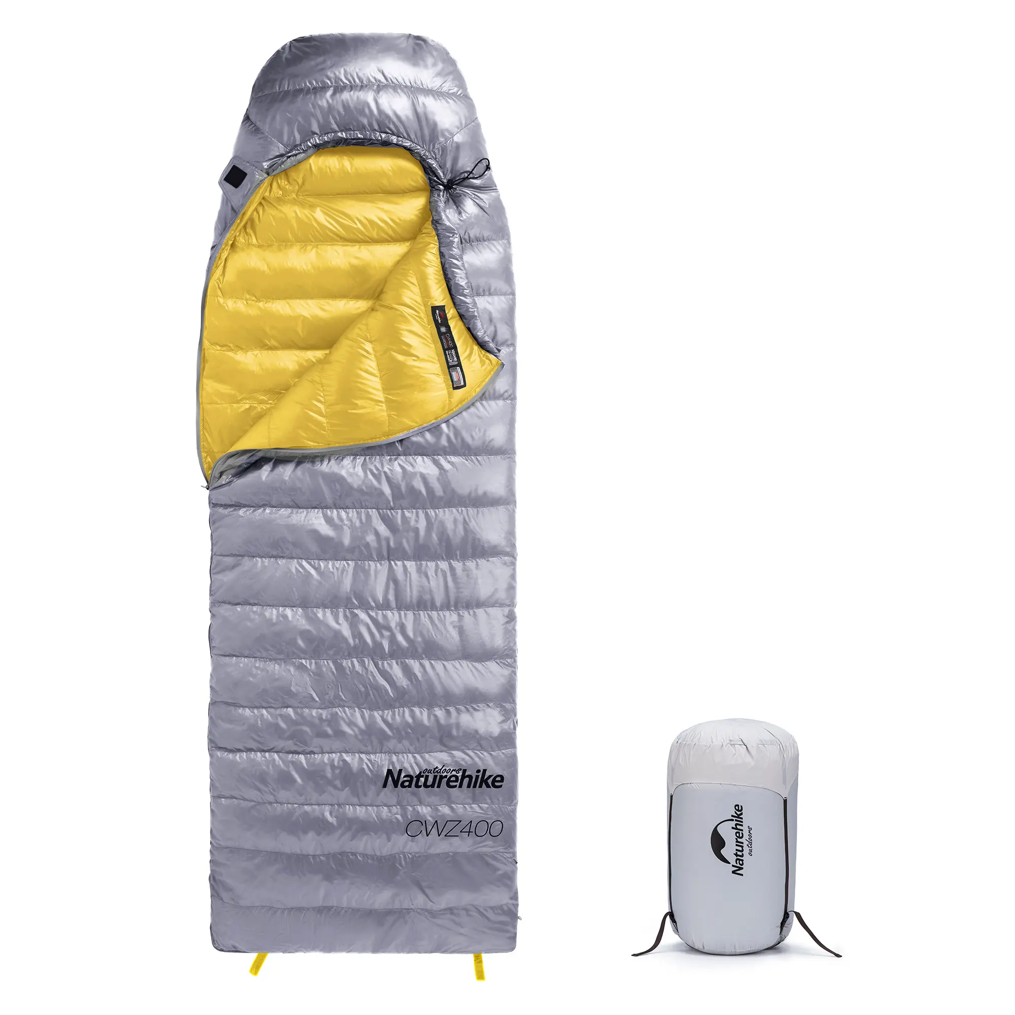 Naturehike CW400 Unisex Full Body Hybrid Shape Down Sleeping Bag, Lightweight 3-Season Warmth Boost Snug Fit Camping Gear for Backpacking & Hiking, 650FP Duck Down, 41°F/5°C Comfort Rating, 650 Fill Power, Customer Support