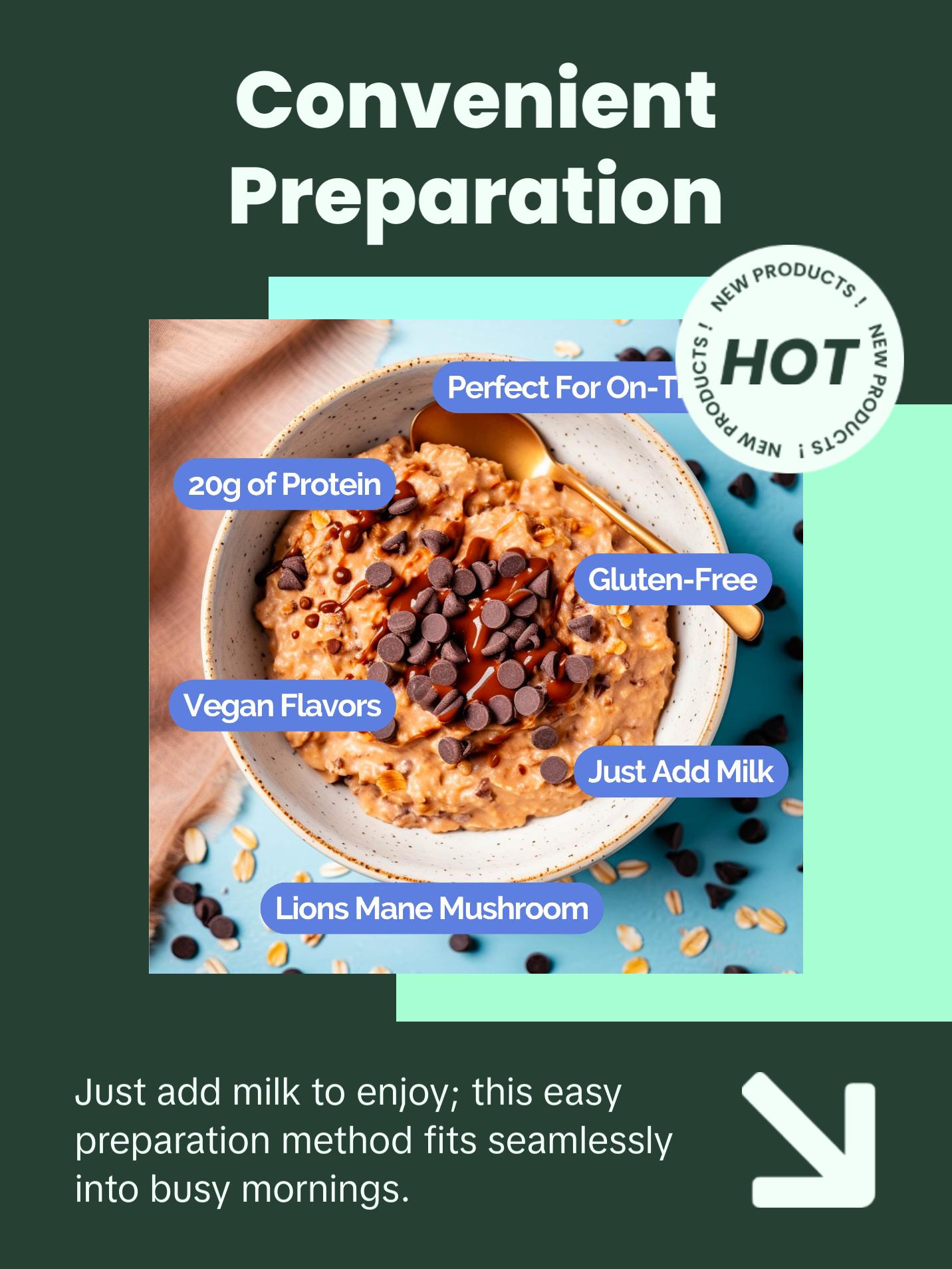 ONO Protein Overnight Oats Peanut Butter Chocolate Bundle - Includes 20g Protein, Gluten Free, Low Sugar, Just add milk