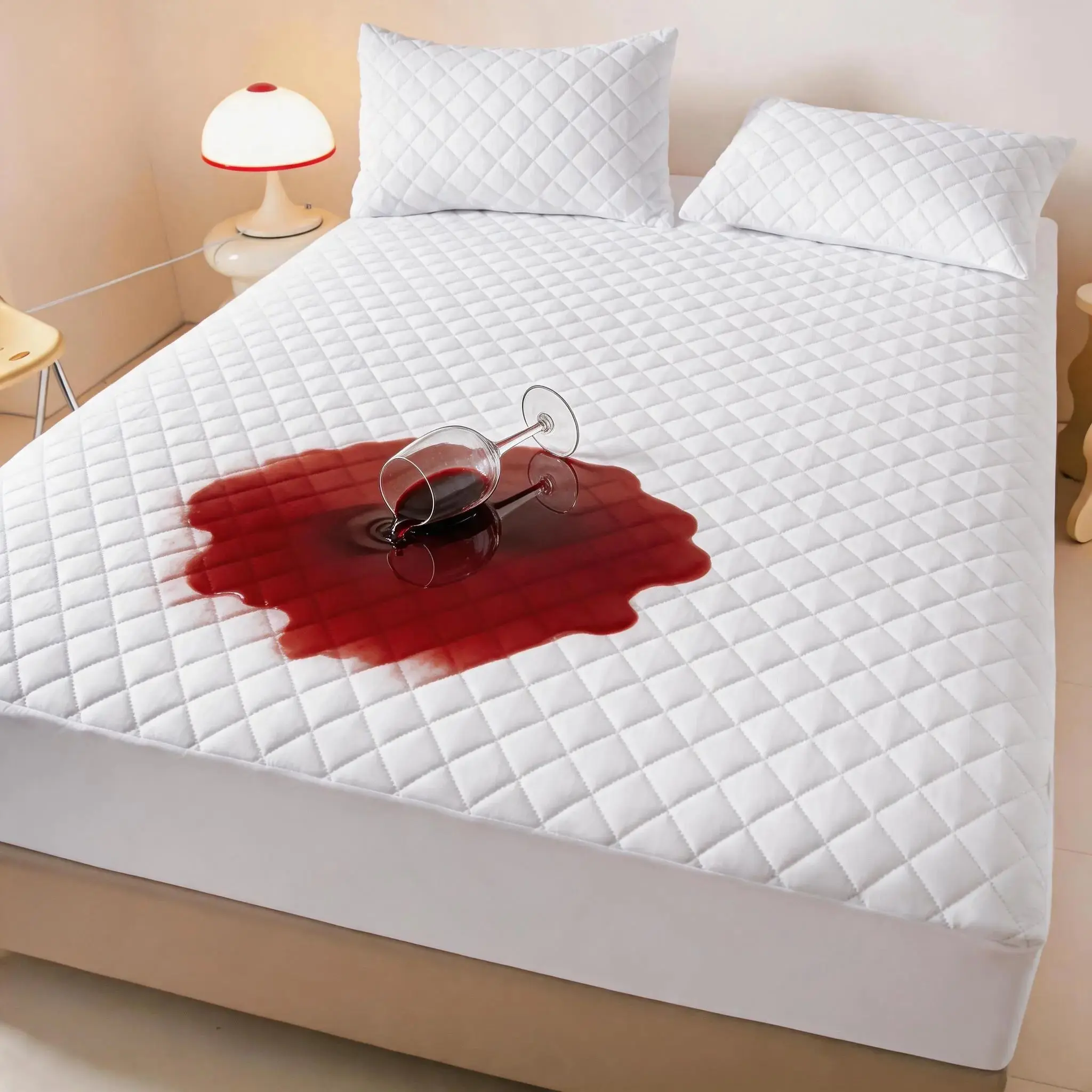 Quilted Noiseless Waterproof Mattress Protector with Pillowcase, TPU Water Barrier Layer, Soft Breathable Bed Cover, Multi-Size, Ideal for Bedroom Use