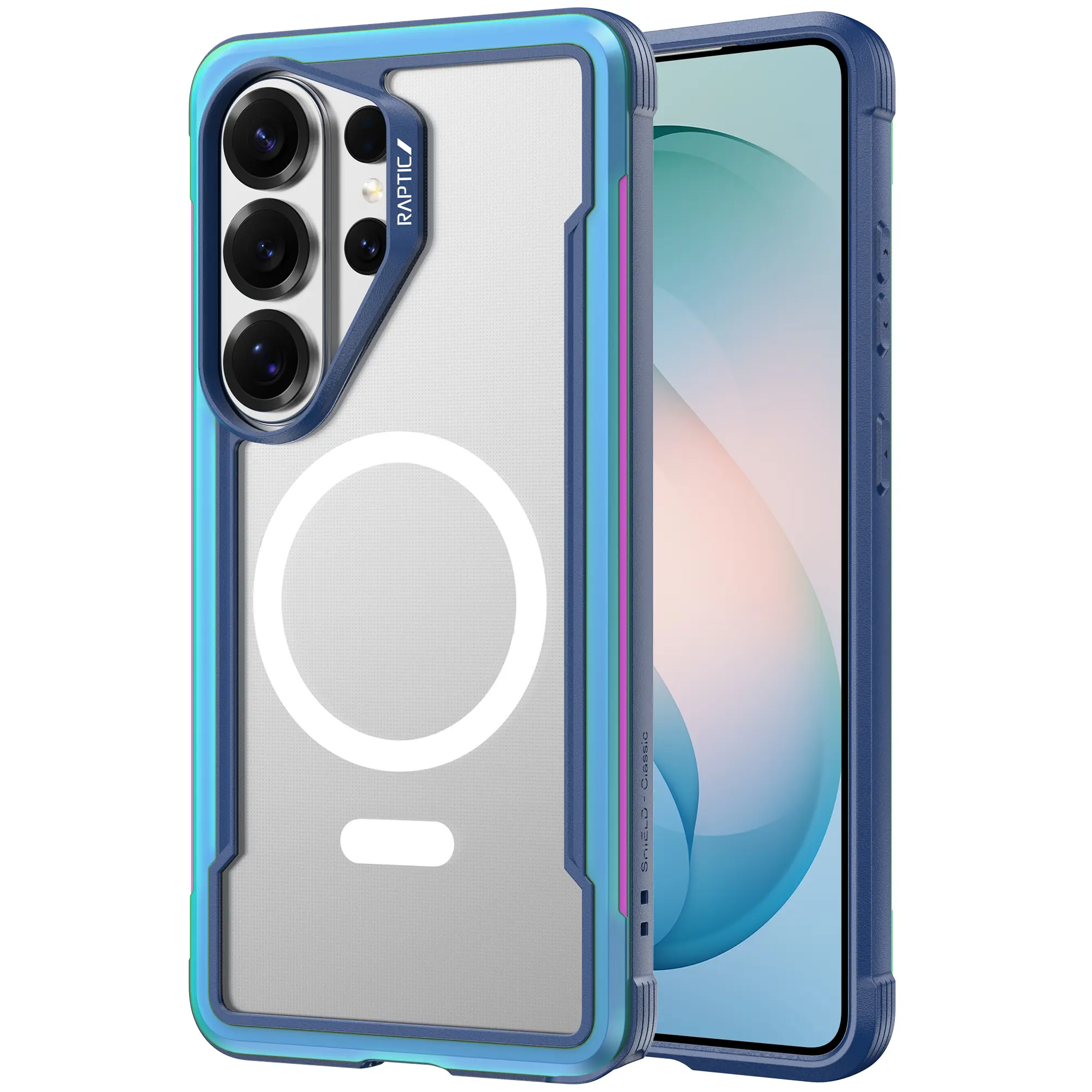 RAPTIC Shield Framed Metal Smartphone Casing for Samsung Galaxy S26 Ultra/S26+/S26, S25 Ultra/S25+/S25 - Military-Grade 13FT Drop Proof Protector, MagSafe Compatible, Slim Aluminum Frame, Transparent Back Cellphone Accessory, Shockproof, Magnetic, Polycar