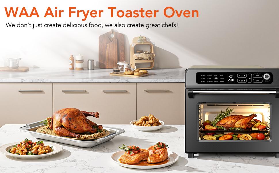 COWSAR Air Fryer Toaster Oven, 25QT Air Fryer Toaster Oven Combo, 12-in-1 Digital Countertop Natural Convection Roast Bake Dehydrate and Reheat 1750W Stainless Steel, Black COWSAR Air Fryer Toaster Oven, 25QT Air Fryer Toaster Oven Combo, 12-in-1 Digital Countertop Natural Convection Roast Bake Dehydrate and Reheat 1750W Stainless Steel, Black