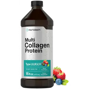 Horbaach Multi Collagen Protein 16 fl oz | Fruit Flavor | Liquid Collagen Peptides | Type I, II, III, V, X | Non-GMO, Gluten Free Supplement