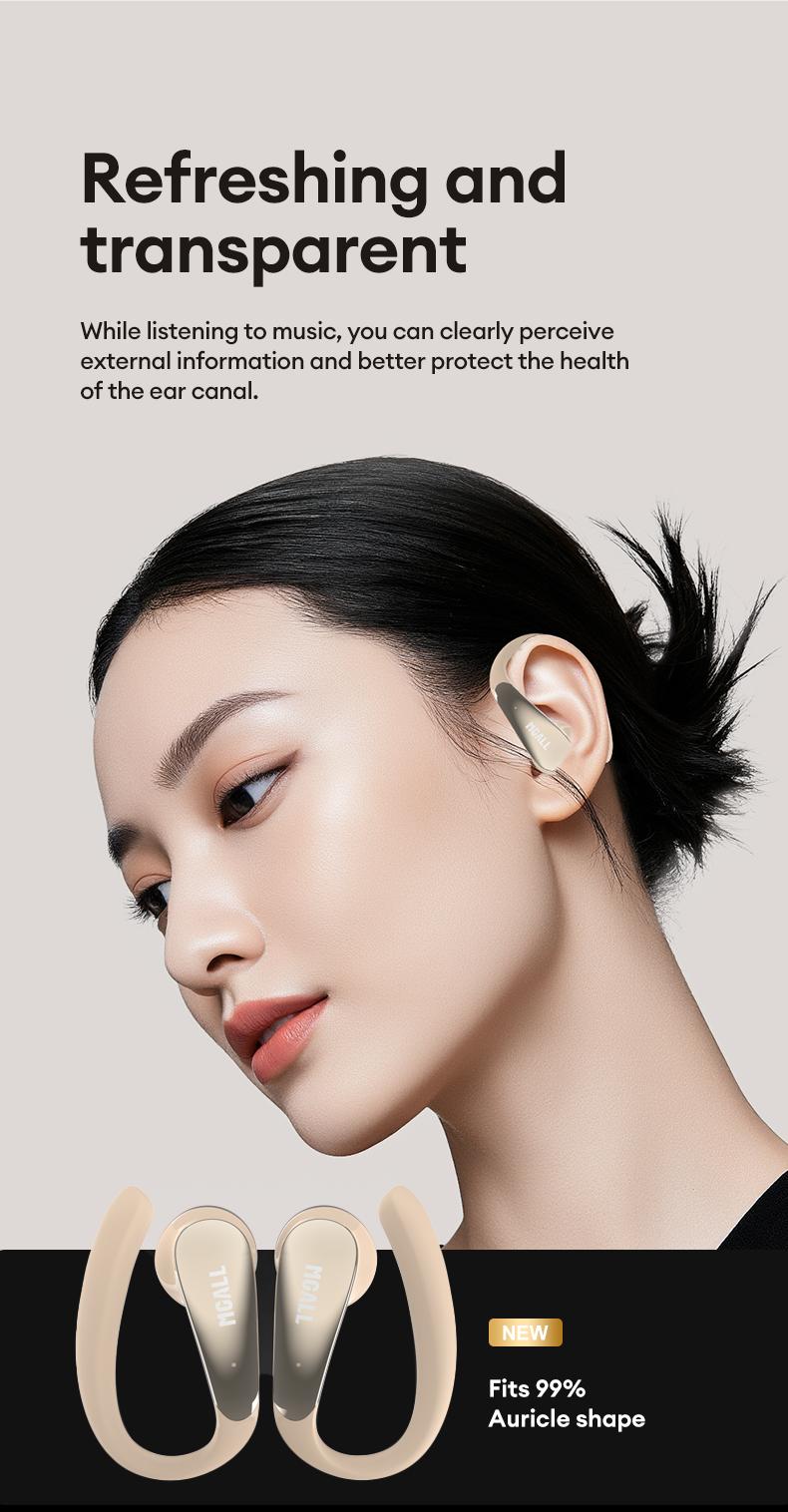 MGALL C09 Open-Ear Wireless Headphones with 2025 Bluetooth 6.0 ENC Call Noise Reduction Berlin Super Sense Sound Comfortable No-Pain Listening for Long Wear Audio Headset for Music Calls & Sports
