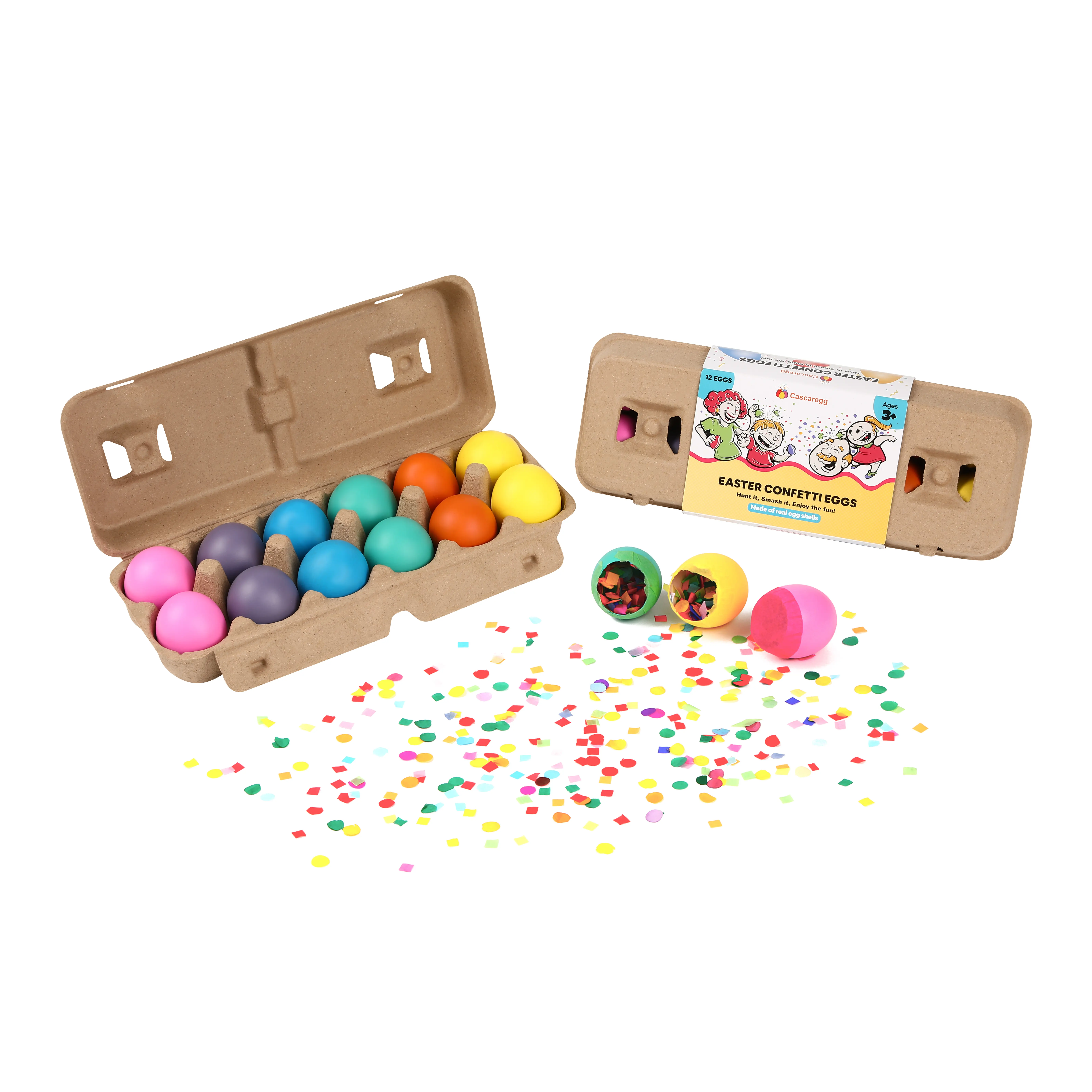 6 dozens Cascaregg Eco-Friendly Confetti Eggs Party Pack (72PCS) – Colorful Confetti Filled Eggs Perfect for Easter Egg Hunt, Party Surprises, Weddings, Cinco de Mayo & Classroom Activities